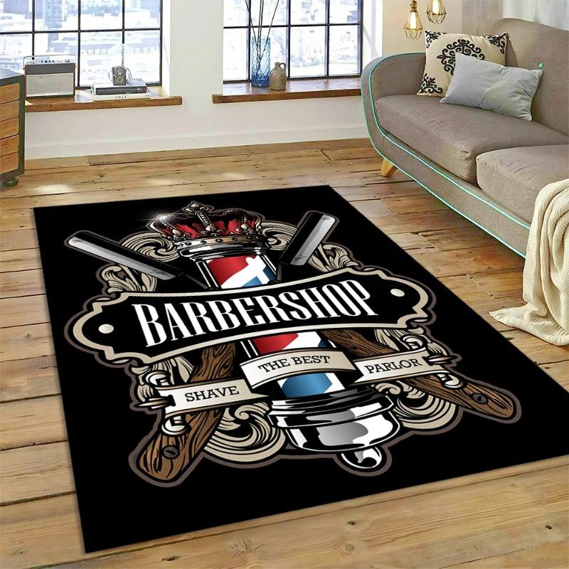 Carpet Vintage Barber Mat Bearded Man Portrait Rug Barbershop Theme Retro Style Living Room Classic Home Decoration Fashionable