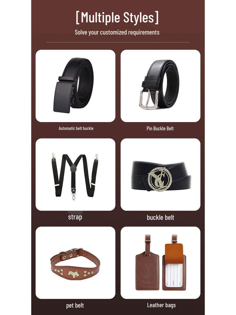 Men's Double-Sided Genuine Leather Belt with Rotating Pin Buckle - Business Casual Style