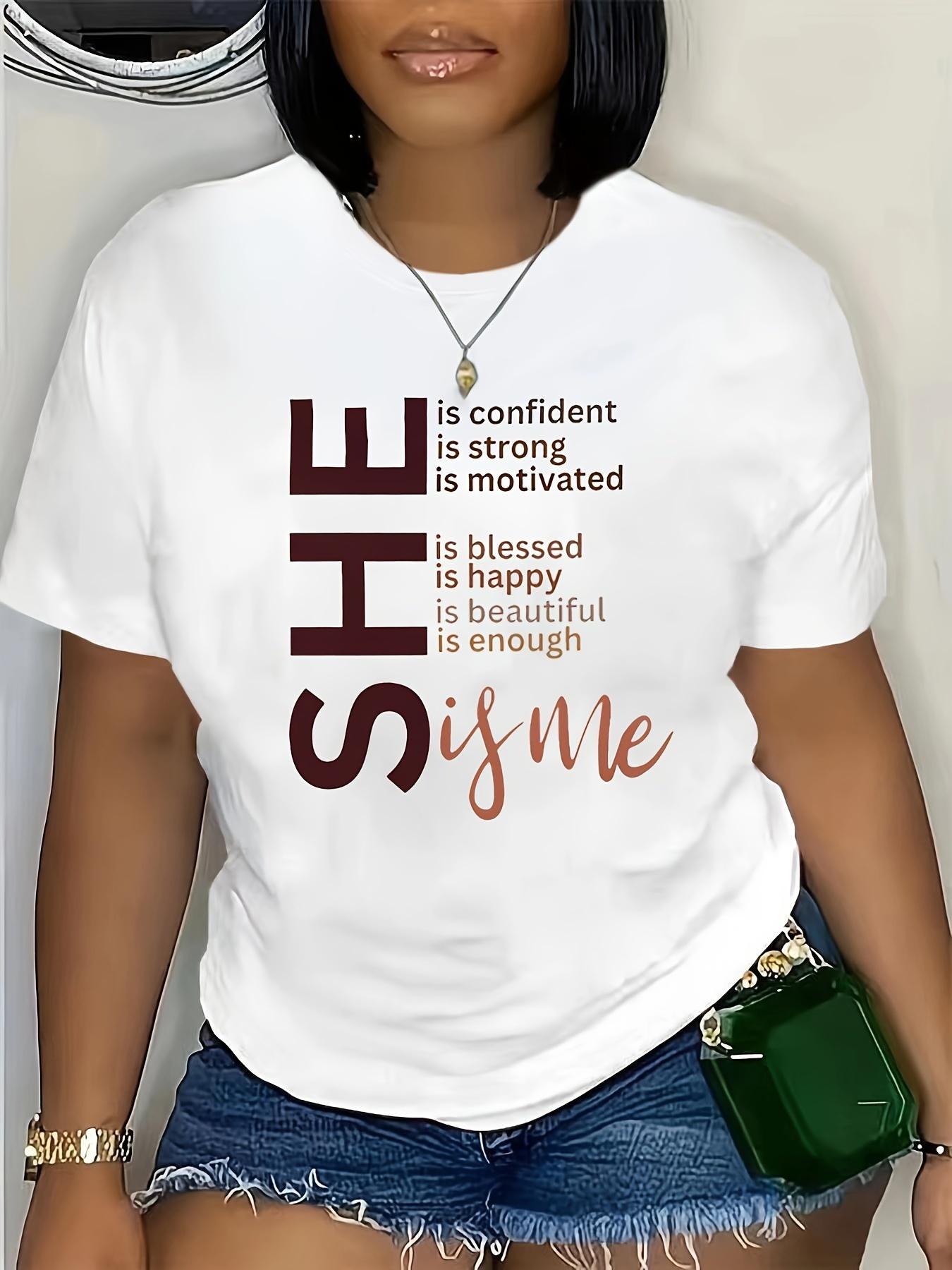 Plus Size, Plus Size Round Neck Printed T-Shirt S разноцветный