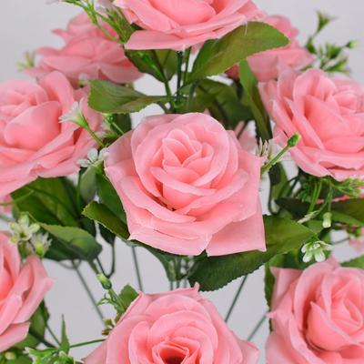 12 Köpfe Echte Glückliche Seidenblumen Mini Plastik Falsche Rosenblüten Strauß Fotografie Foto Geschenk Gerollter Rand Simulierte Rosenblüten