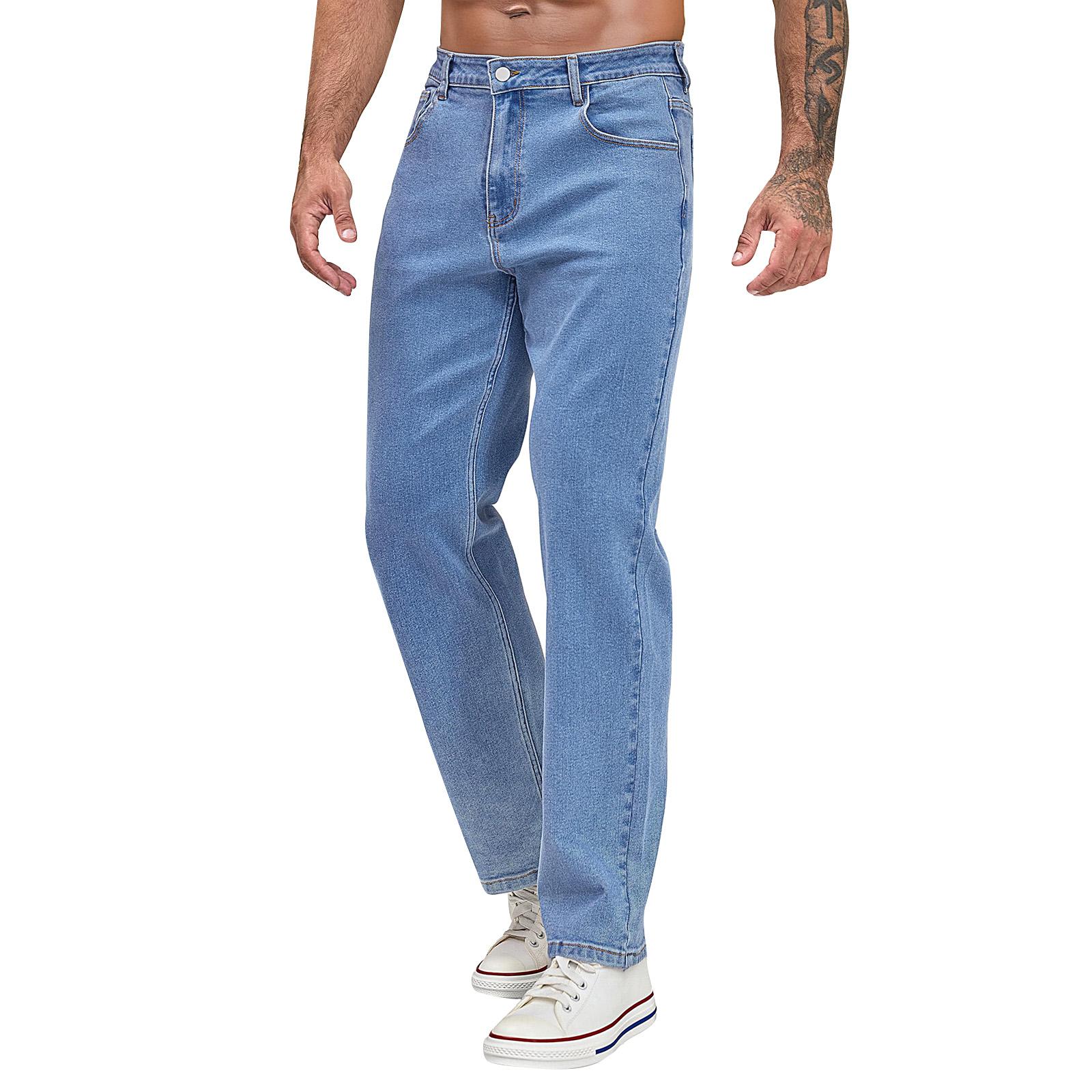 

Мужские свободные джинсы, винтажные джинсовые брюки широкого кроя, уличный стиль L синий