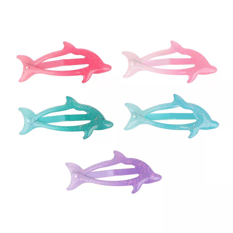 5Pcs Colorful Glitter Dolphin BB Hair Side Clips Barrettes For Girls Women Child Holiday Party Gift Hair Accessories Headwear
