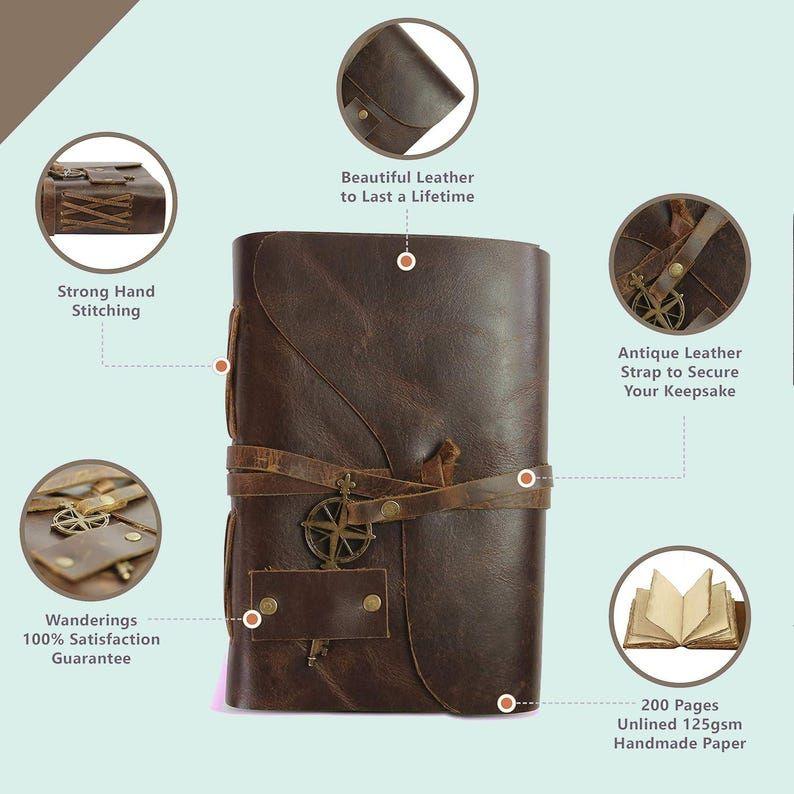 Leather Journal Notebook Diary, Leather Sketchbook, Travel Notebook, Corporate Gifts, Father's Day Gift, Gift for Women