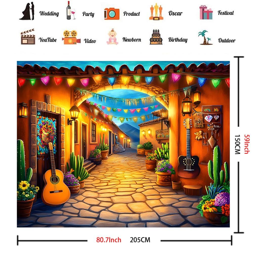 One vibrant Mexican garden polyester backdrop perfect for home decoration outdoor activities and photo booths