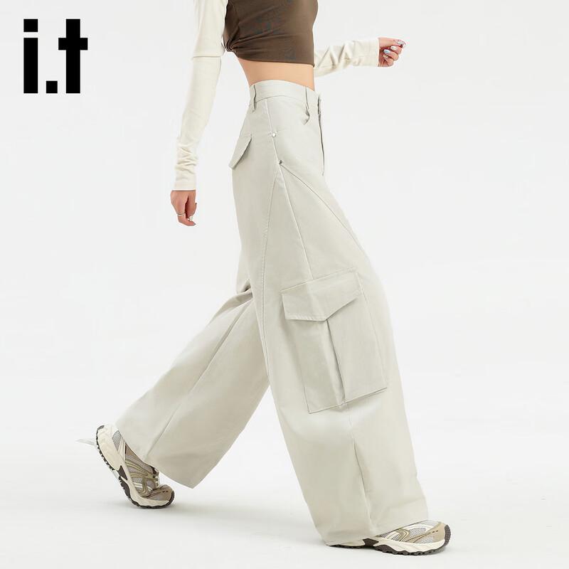 

izzueit Women s High-Waist Multi-Pocket Wide-Leg Cargo Pants XL