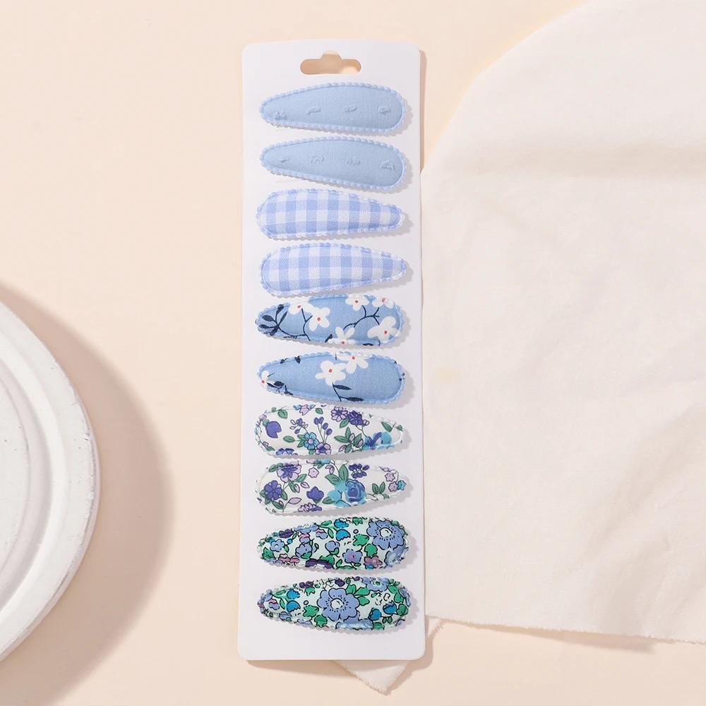 

10 шт./набор Хлопковые заколки для волос с цветочным принтом для малышей и детей, тканевые клетчатые заколки-невидимки, детские заколки-зажимы, головные уборы, аксессуары для волос