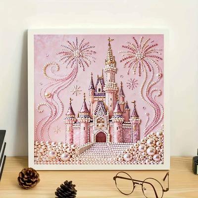 Zamek Pełny 5D DIY Sztuka Klejnotów Perłowych Zestawy Malowania Diamentami dla Dorosłych/Początkujących Pomysł na Prezent Wystrój Domu 15,7x15,7 cala
