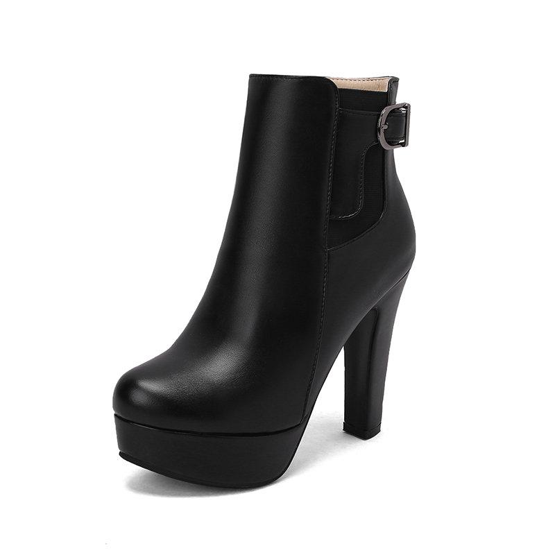 

Бренд Женские Ботильоны Круглый Носок Блочный Каблук 12см Платформа 2.5см Большой Размер 48 49 50 Сексуальные Вечерние Ботильоны 45 чёрный