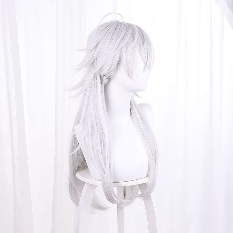 Kuzuha Cosplay Perfect for and Festivals Wig, White/Silver, Heat-Resistant, 80cm, Cosplay, Photoshoots,