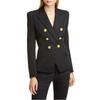 Women's Lapel Double Breasted Blazer Solid Color Long Sleeve Slim Fit Formal Business Short Suit Jacket