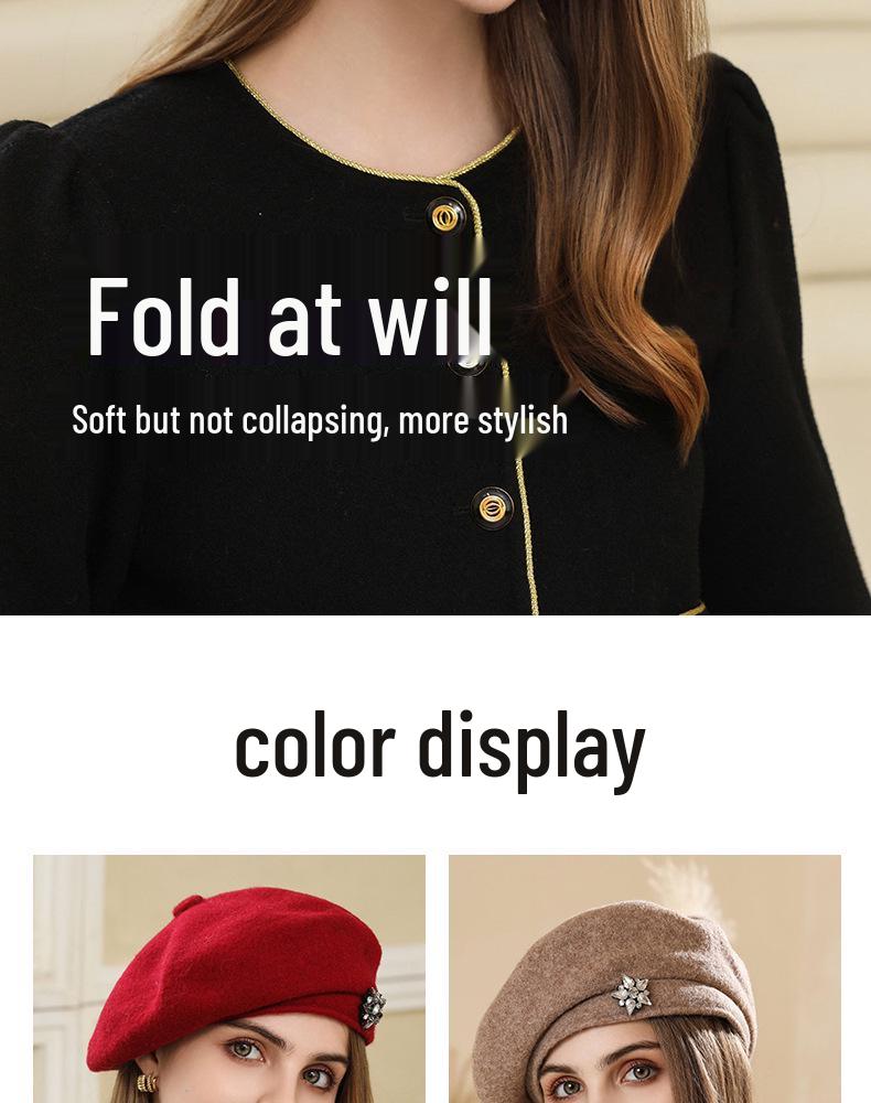 Japanese Retro Woolen Beret - Autumn/Winter Fashionable, Versatile, Face-Slimming Hat for Women
