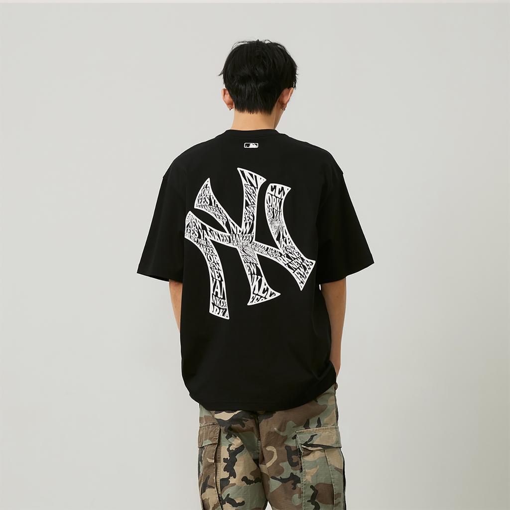 New MLB Base Logo T Shirts Unisex Black 3ATSU0143-50BKS