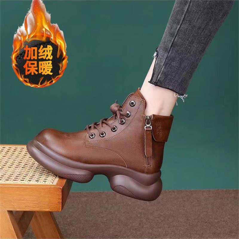 Retro Velvet Warm British Style Heightened Martin Boots New Short Boots In Autumn and Winter