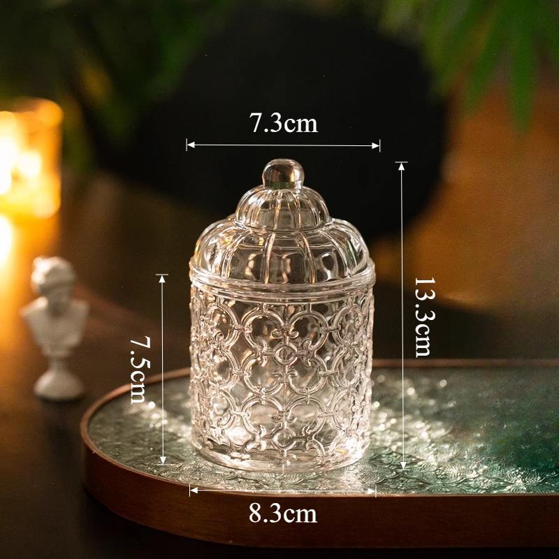 

Green/transparent Glass Storage Jar Cotton Swab/toothpick Jar Glass Jewelry Jar with Lid Household Goods Glass Container прозорий