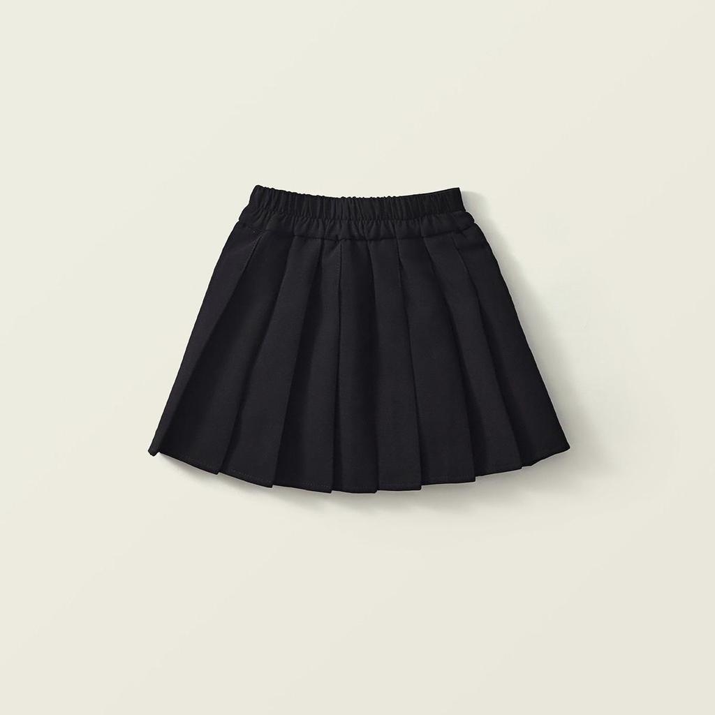 Mädchen Koreanischer Stil Schwarzer Plisseerock - Sommer/Herbst 2025 Mode für Kleine bis Mittlere Kinder