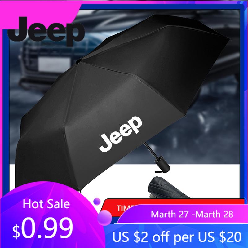 Per Jeep Auto di Fascia Alta Parasole Pieghevole Ombrello Antivento Per Jeep Wrangler Grand Cherokee Avenger Compass Wagoneer Gladiator nero