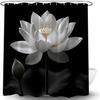 Lotus Shower Curtain Black White Flower Asian Elegant Blooming Floral Plant Nature Modern Art Bath Curtain with Hooks