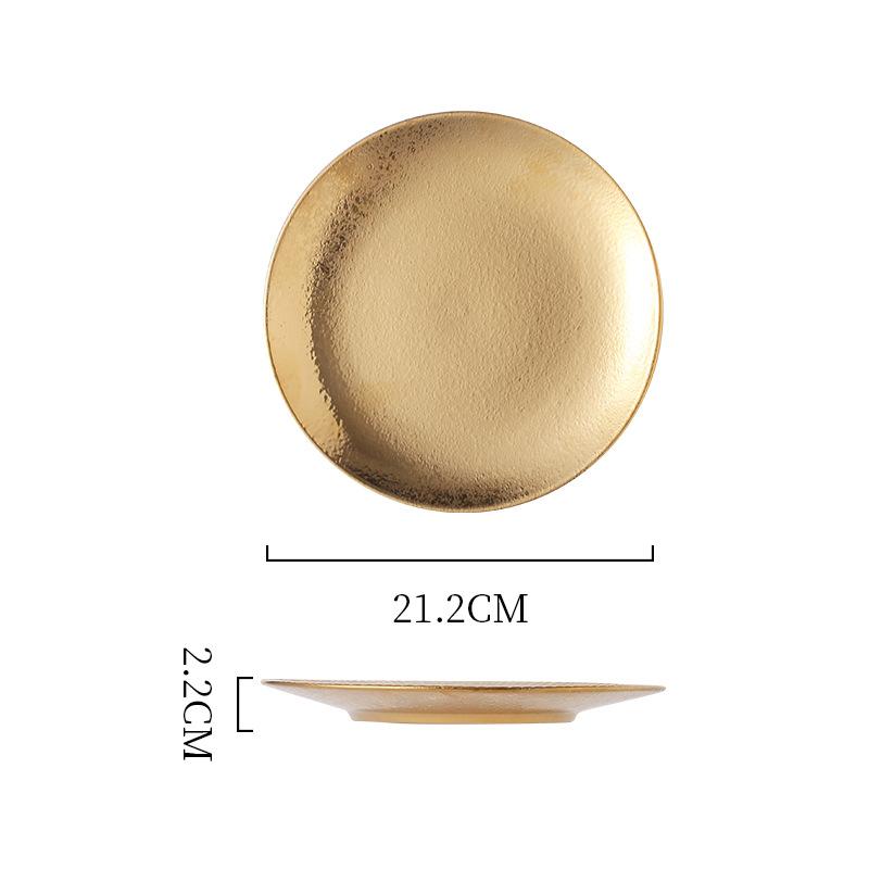 Electroplated Ceramic Plate Gold And Silver Plate Pendulum Decorative Plate Western Food Nordic Disc Light Luxury Tableware