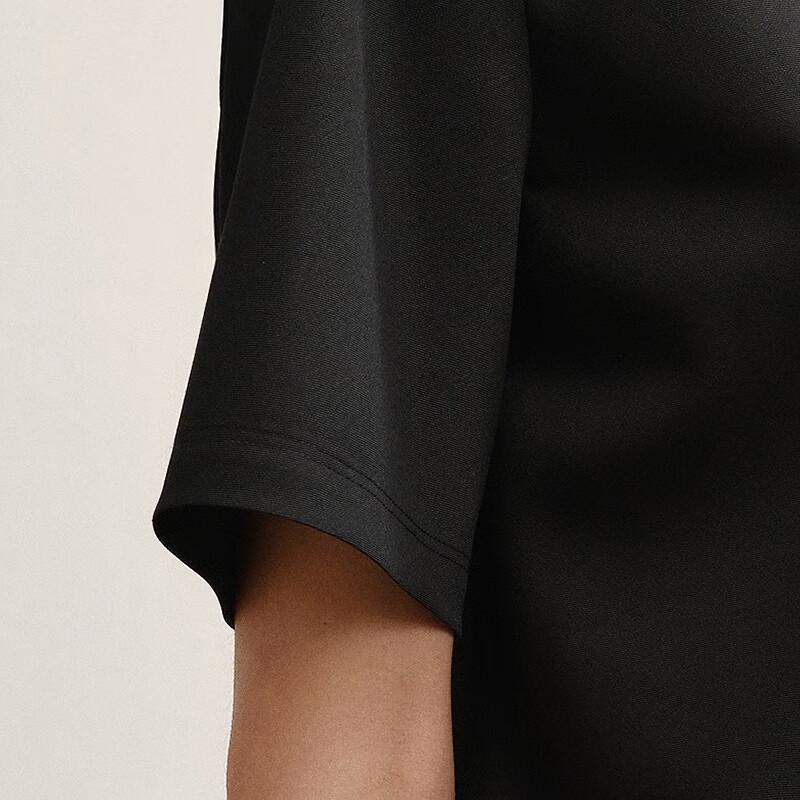 LESS 2025 Autumn Loose Round Neck Short Sleeve Shirt