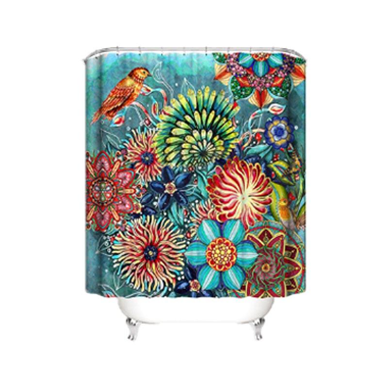 Series Bohemia Flower 3d Digital Printing Polyester Waterproof Shower Curtain