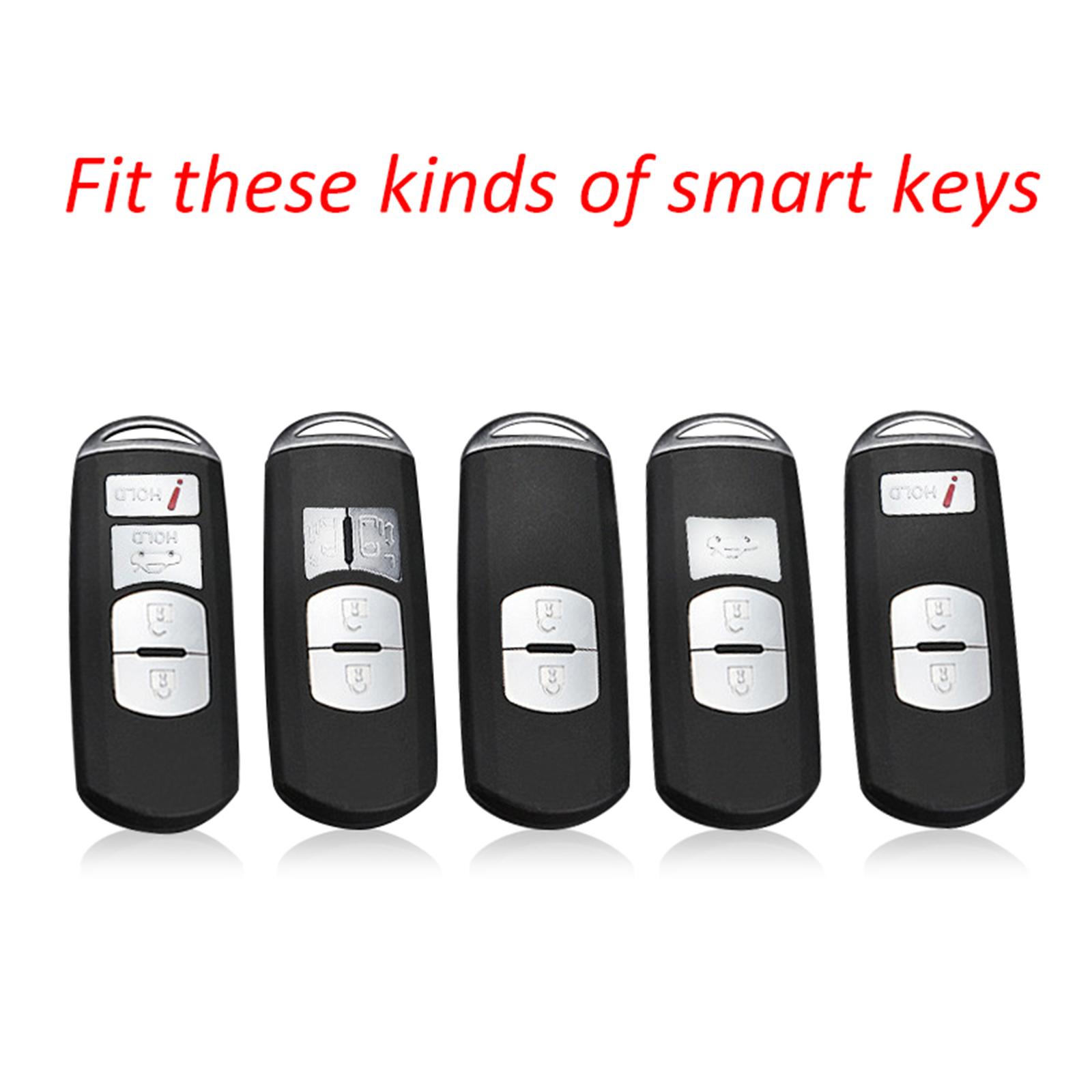 Leather Silicone Car Key Case Cover With Buckle For Mazda