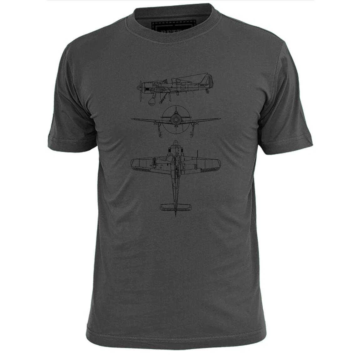 Mens Focke Wulf 190 WW1 Fighter Aircraft Blueprint T shirt 2XL