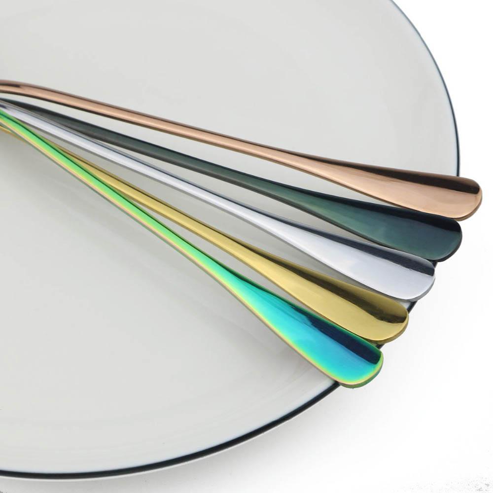 Colorful Long Handled Teaspoons Juice Coffee Stirring Cutlery Stainless Steel Spoon Ice Cream Dessert Spoon Kitchen Accessories