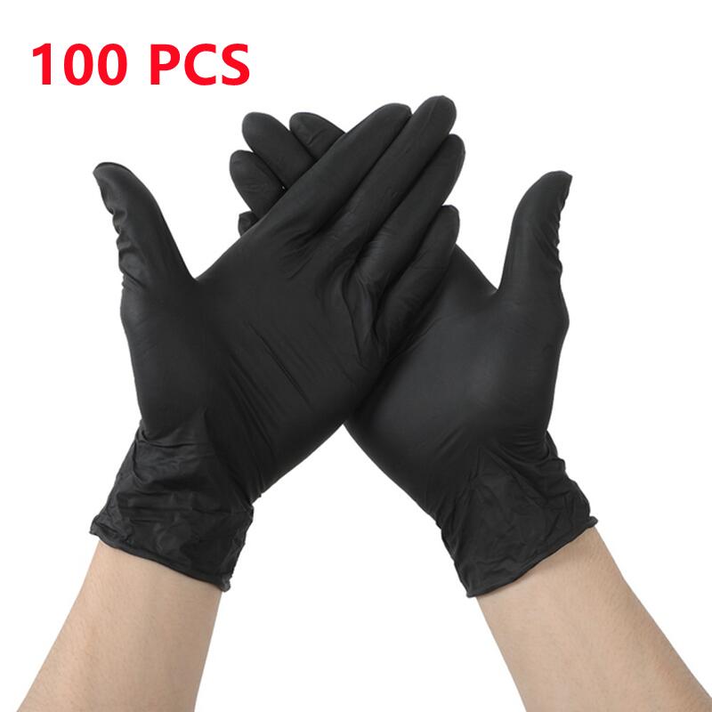 20/100PCS Black Nitrile Gloves Disposable Powder Free Household Cleaning Gloves for Beauty Salon Tattoo Working Kitchen Gloves