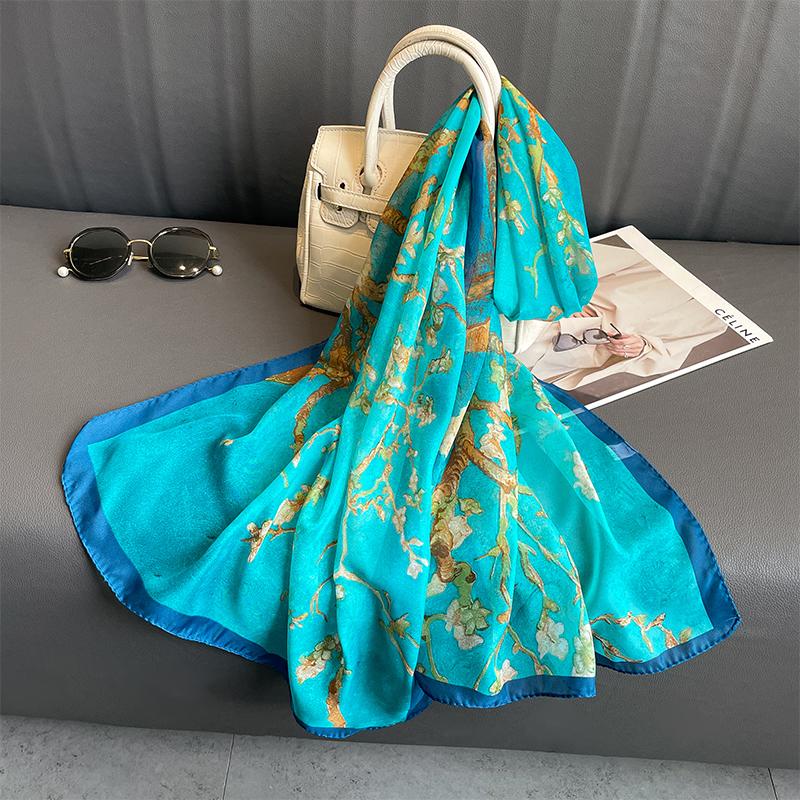 Motetrykt blomster chiffon hijab skjerf kvinner pareo dame bandanas badehåndklær sommer muslimsk slør wrap kvinne foulard