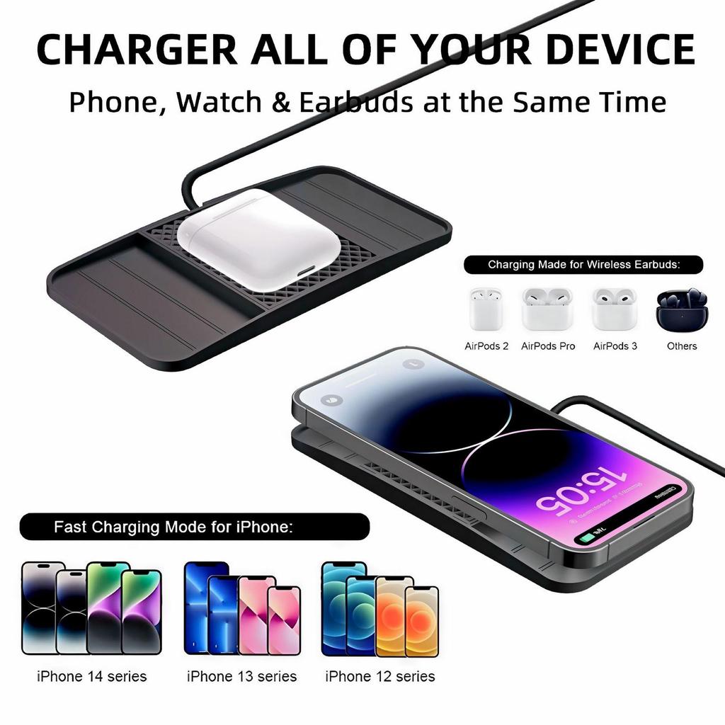 Car Wireless Charger Anti-Slip Smart Induction Pad for Quick Phone Charging