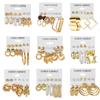 Alloy Ear Ring Square Geometric Shape Earrings Set - 6-piece Vintage Pearl Packaged Earrings Jewelry Set