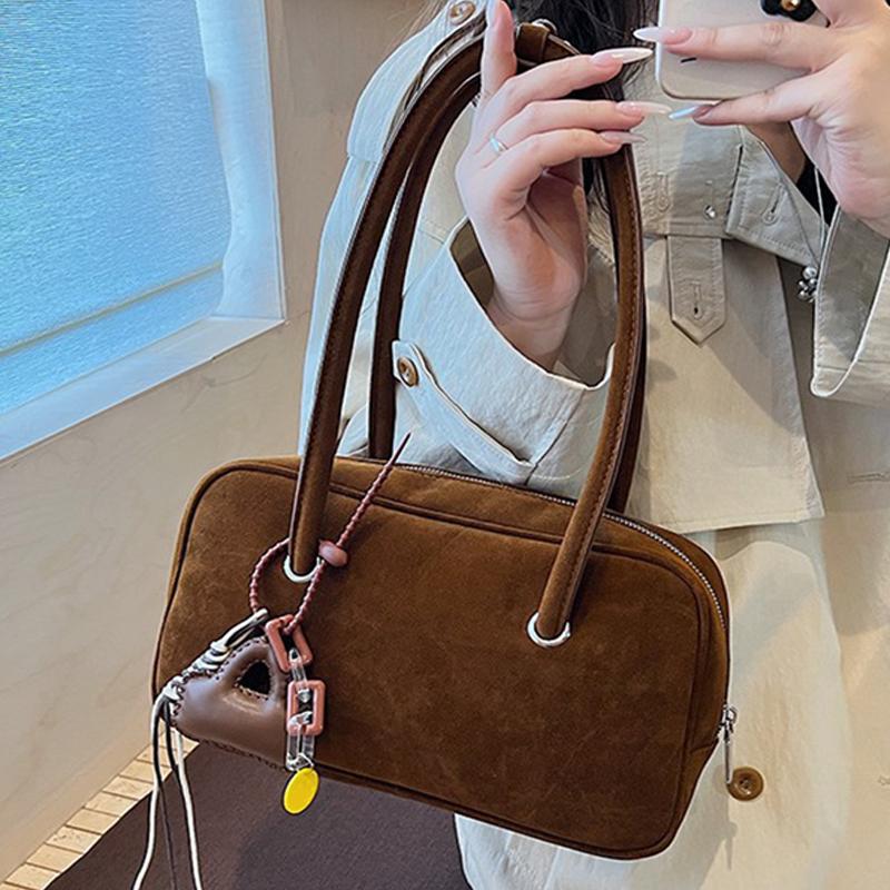 Retro Frosted Suede Shoulder Bag Fashiable And Simple High-end Ladies Handbag Autumn And Winter Large Capacity Underarm Bag