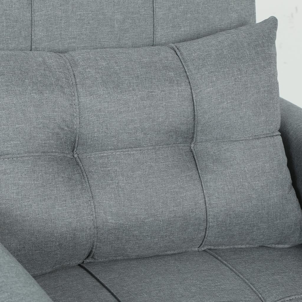 Foldable Convertible Sofa Bed with Adjustable Backrest and Cushion, Grey
