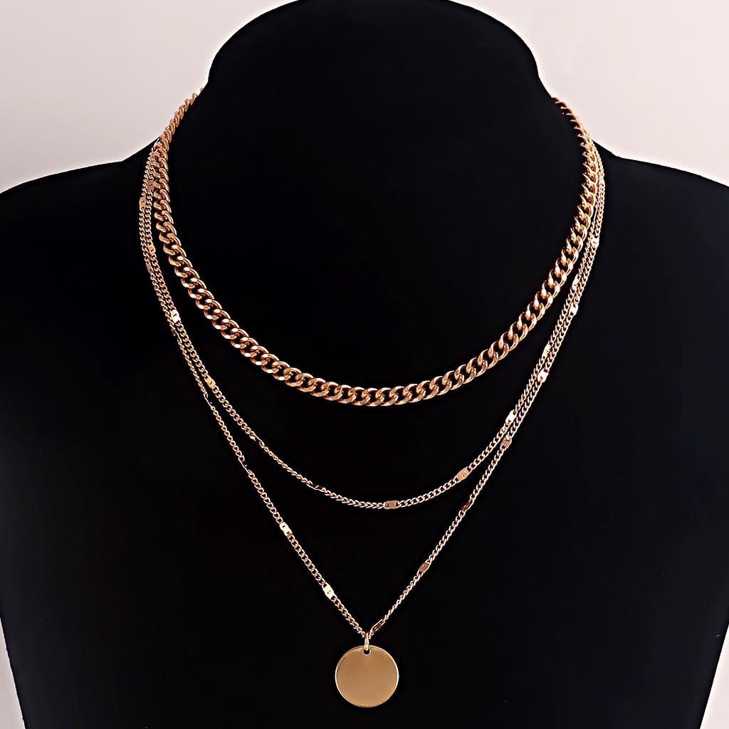 Europe, America, Punk Geometry Disc Pendant Necklace Female Niche Design Sense Light Luxury Choker Wholesale