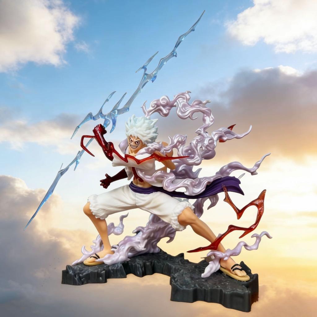 12cm/4.7in One Piece Anime Wink Studio Small Thunderbolt Nika Luffy Figures Pvc Statue Desktop Ornamen Collection Statue Model