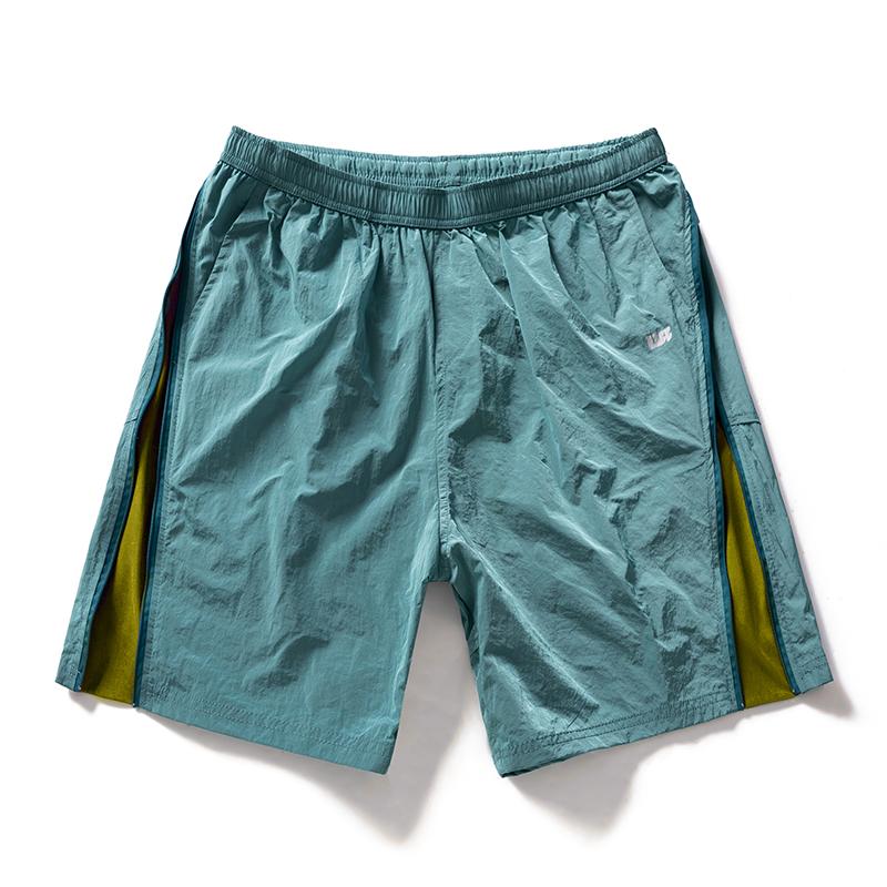 Men's Quick Dry Nylon Athletic Shorts – Contrast Side Panel Elastic Waist Sports Shorts for Outdoor & Streetwear