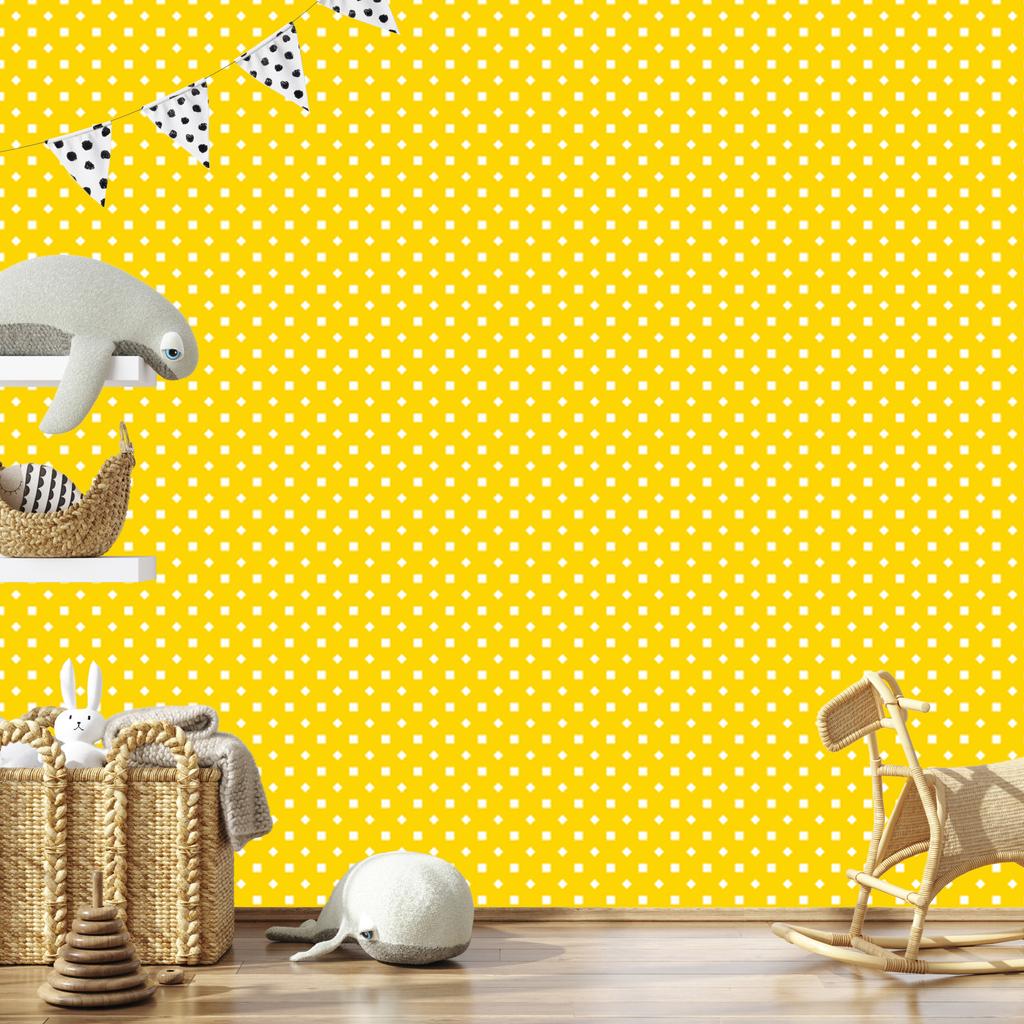 Dots Wallpaper, Clear Detail, Yellow for Living Room and Bedroom 50x1000