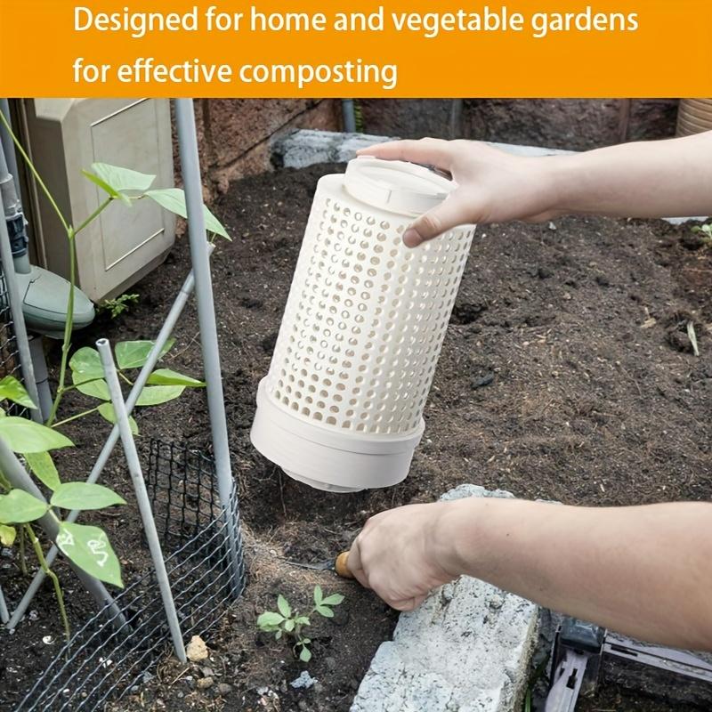 1 buc. Recipient de compost din plastic alb pentru râme, cu găuri și capac - Ideal pentru deșeuri organice, potrivit pentru grădini, curți, terase de legume