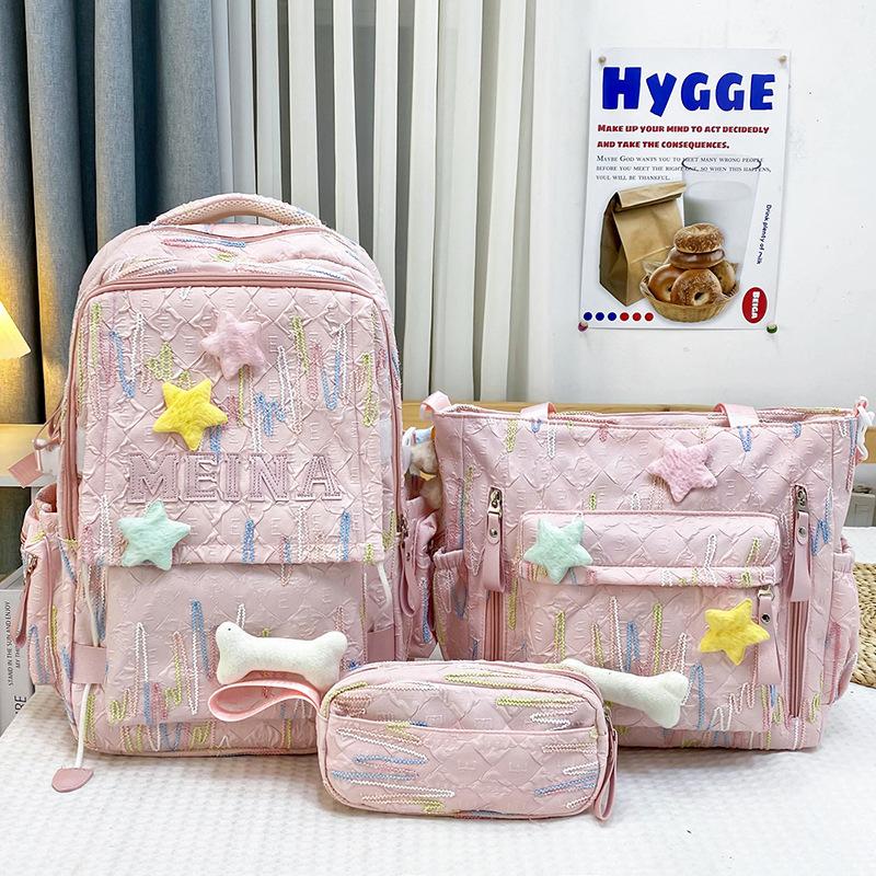 Children's schoolbag, primary school students, girls, junior high school students, two-piece set, high-value backpack, fashionable backpack.
