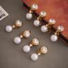 Blazing Zircon & Imitation Pearl Pendant Stainless Steel Earrings