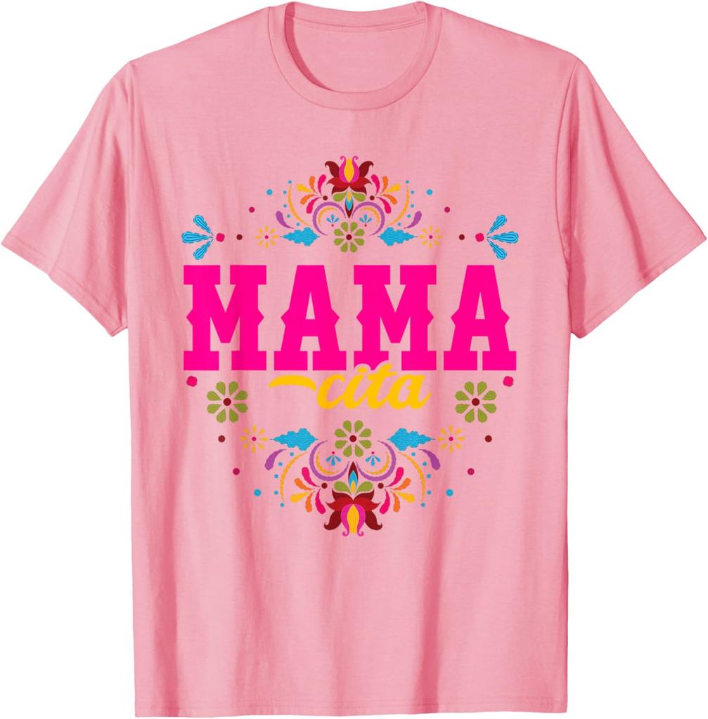 Mamacita Fiesta Floral Graphic Tee Shirt Mother's Day Birthday Gift Casual Crewneck