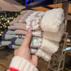 Handschuhe Winter Damen Niedlich Plus Samt Touchscreen Punkte Um Warm Zu Halten Winter Studenten Kältebeständige Reiten Plüsch Handschuhe