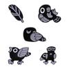 Black Chic Punk Bird Brooch With Creative Cartoon Design Eyecatching Decorative Alloy Pin All For