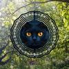 Hängendes Windspiel Perle Schwarzes Katzenmuster Windrichtungs-Kreisel Metalldekor für Außen Garten Terrasse Innenraum Ideales Geschenk für Festival