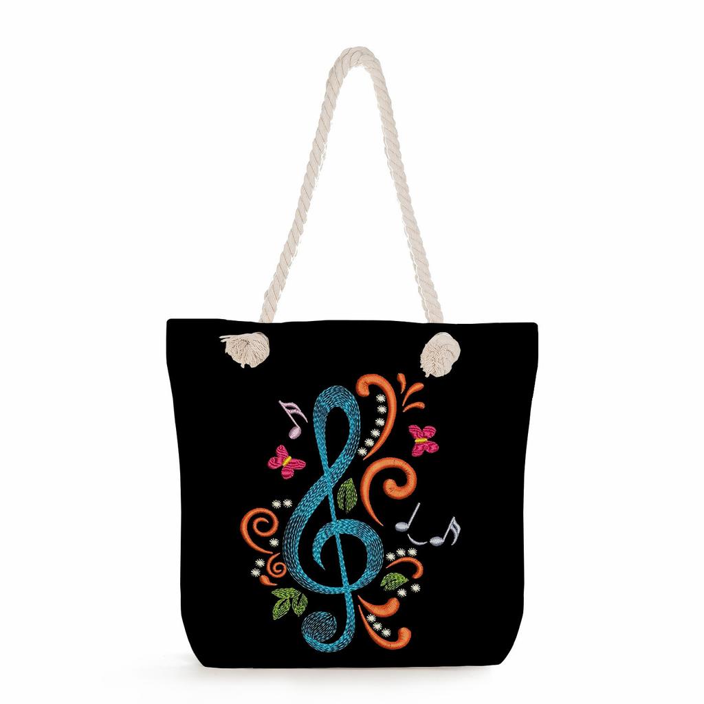 Multifunctional note Printed Thick Rope Shoulder Beach Bag Casual large capacity handbag 7611