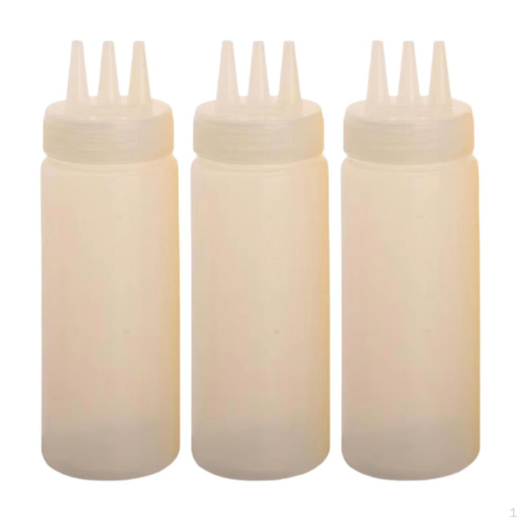 3 Condiment Bottles, Dispenser, Refillable, Empty, for Restaurants, Syrup, Ketchup Travel