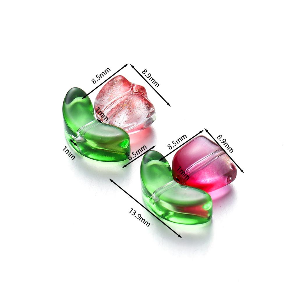 20Set 40pcs Mixed Tulips Flower Lampwork Beads Multicolor Glass Flora Beads Loose Beads For DIY Bracelets Jewelry Making Accessories