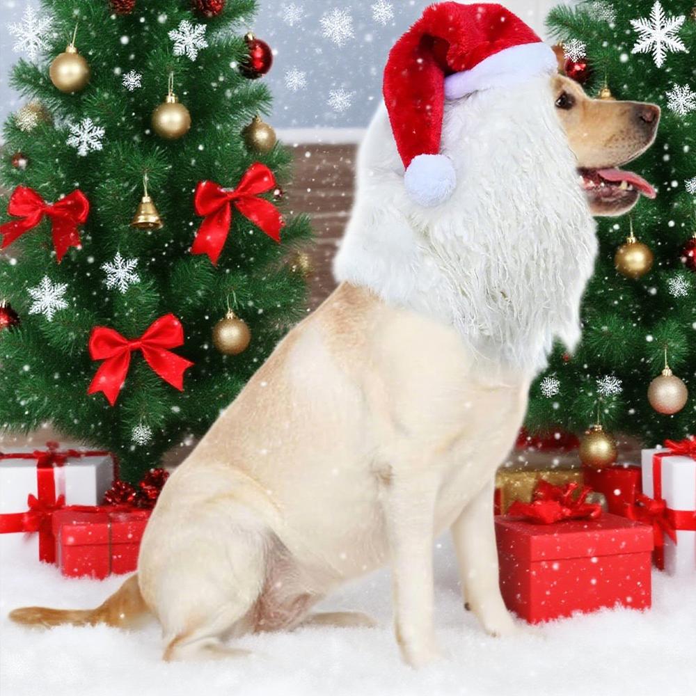 1PC Cute Christmas Dog Hat with Lion's Mane Cosplay Santa Claus Costumes Realistic Lion Wig for Pet Dog with Ear Pet Accessories