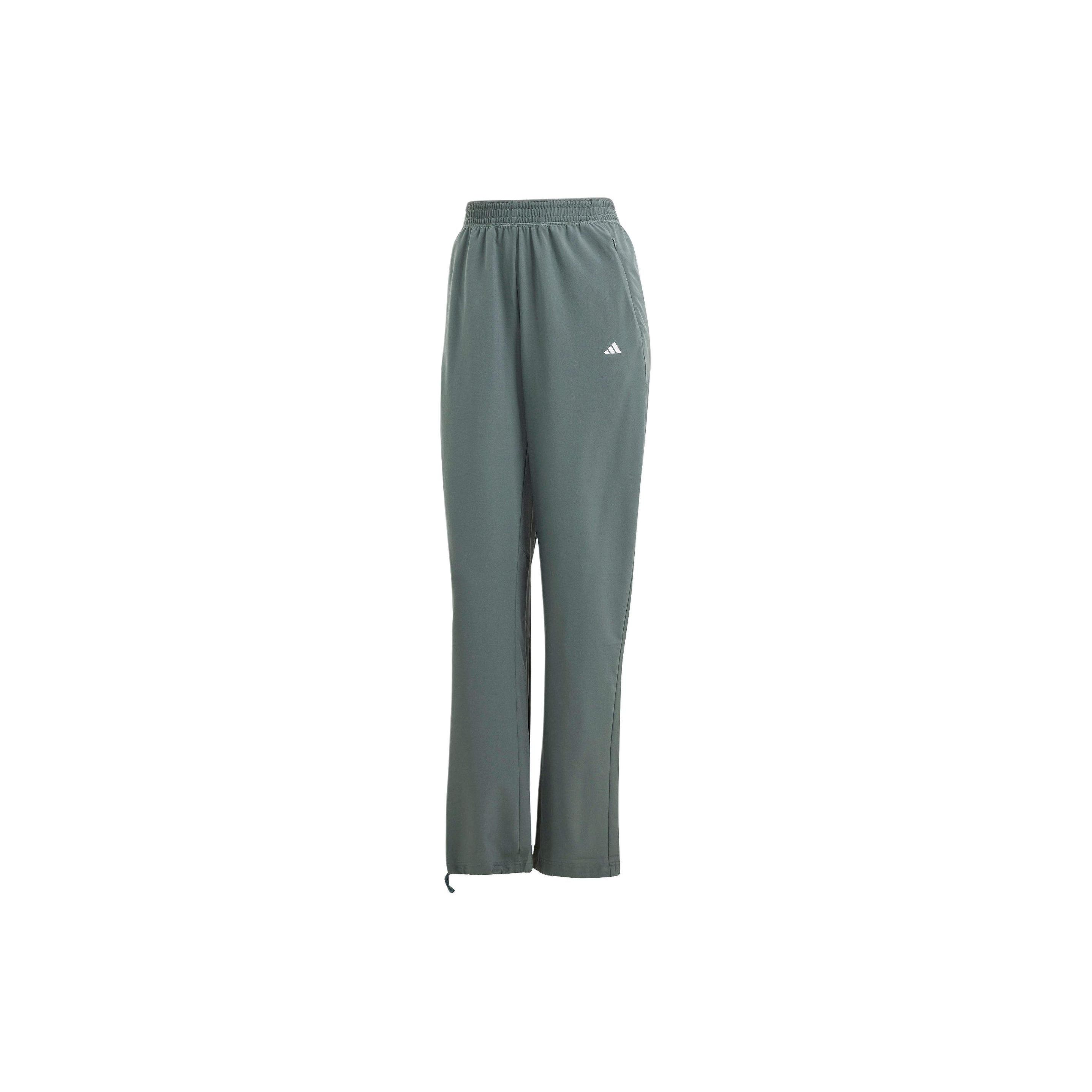 Adidas Training Pants Solid Color Logo Mid-Rise Knitted Sports Pants Women pants Gray-Green IT9171 XL