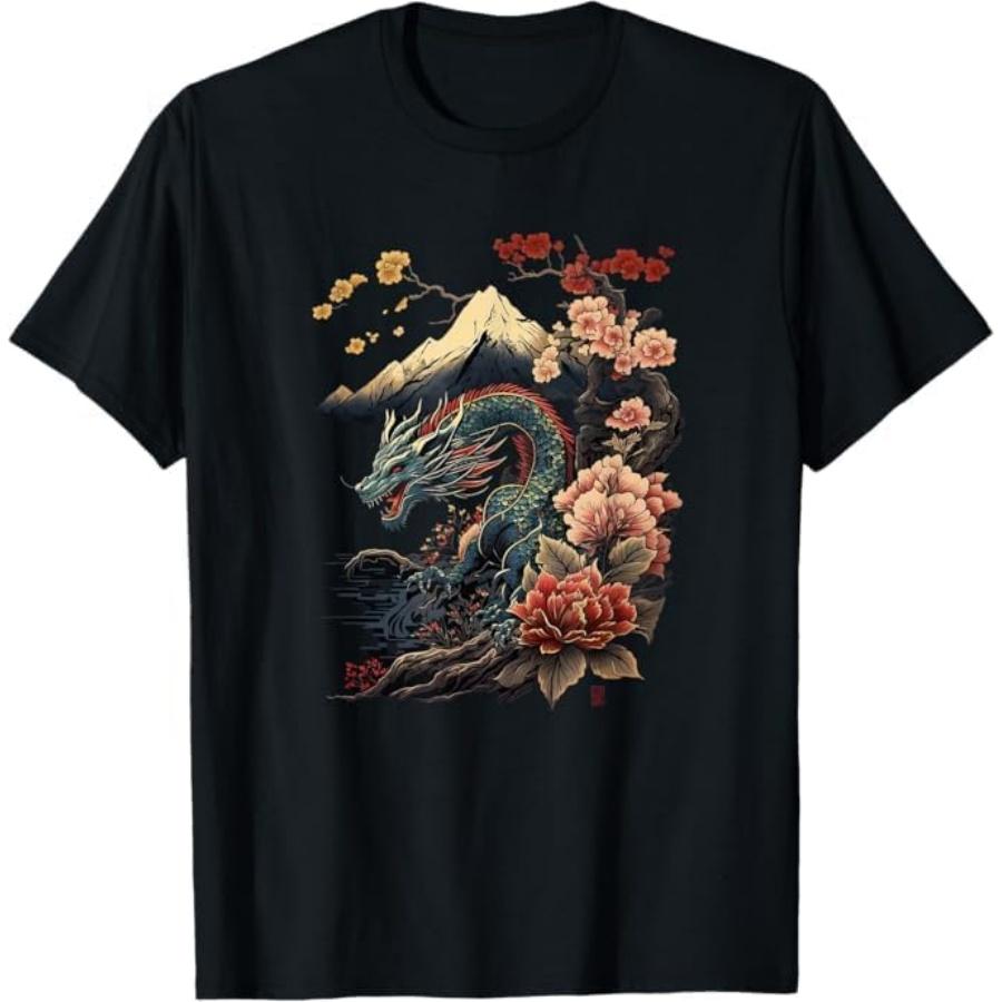 Japanese Aesthetic Dragon Japanese Art Japan Tattoo T-Shirt Mali Mens Womens Tank Top Sweatshirt Hoodie Longsleeve 1425 Black S